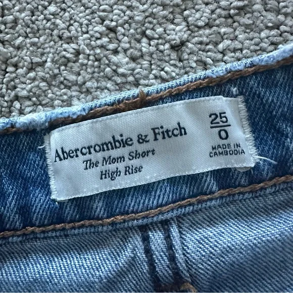 Abercrombie &‎ Fitch The Mom Short High Rise Blue Jean Shorts Size 25/0 - Picture 2 of 7
